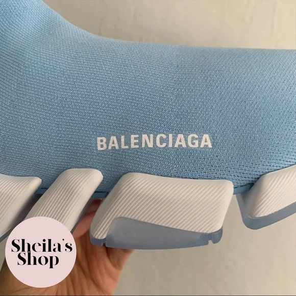 NIB Balenciaga Men’s Speed 2.0 LT Sneakers Blue Size 42 - Picture 9 of 10